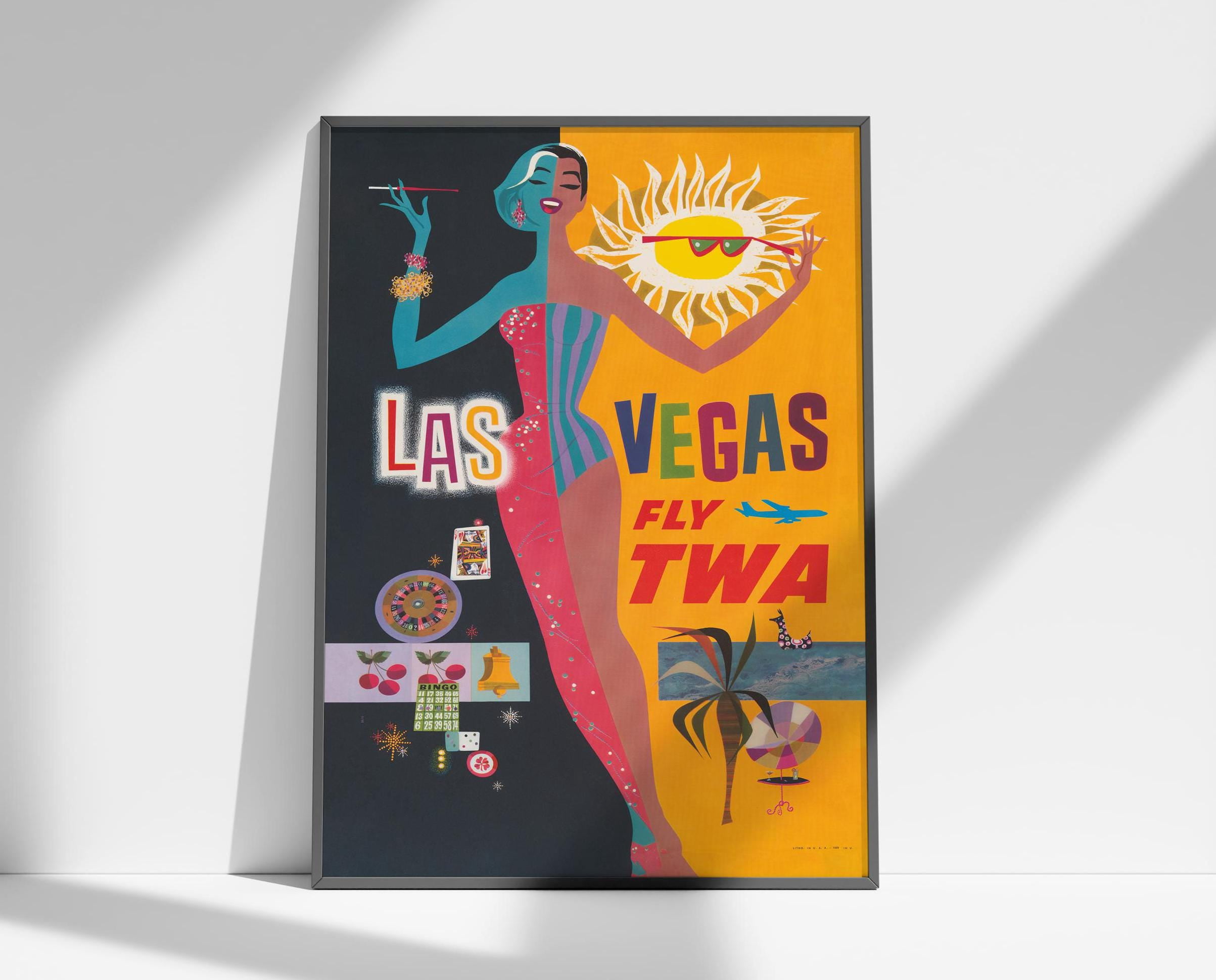 Iconic Las Vegas Fly Twa 1960S Retro Travel Poster, 8x12 Poster Print ...