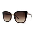 thumbnail image 1 of Iconic Metal Bridge Large Cat Eye Plastic Chic Fashion Sunglasses All Brown, 1 of 4