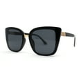 thumbnail image 1 of Iconic Metal Bridge Large Cat Eye Plastic Chic Fashion Sunglasses Black Gold, 1 of 4