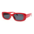 thumbnail image 1 of Iconic Mod Rounded Rectangular Minimal Plastic Sunglasses Red - Black, 1 of 1