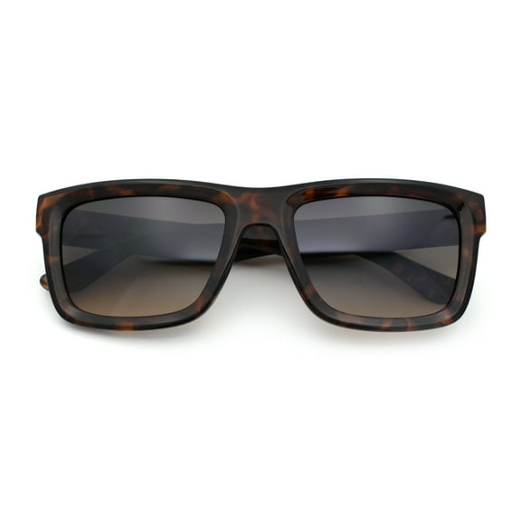 Iconic Narrow Rectangular Thick Horn Rim Plastic Minimal Sunglasses Tortoise - Brown
