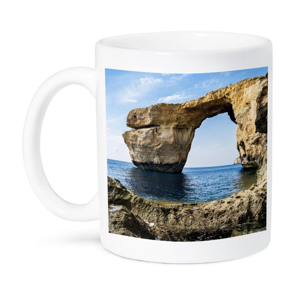 3dRose, Iconic natural arch at the coast of Gozo, Malta. , 15oz Mug