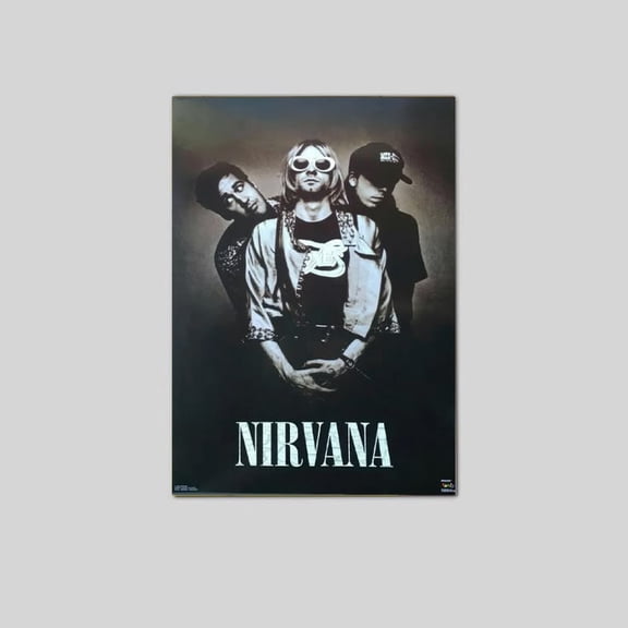 Iconic Nir.vana Band Poster, Kurt Cobain With Band Grunge Rock Trio Wall Art Size 24''x36'' The Orange Shop