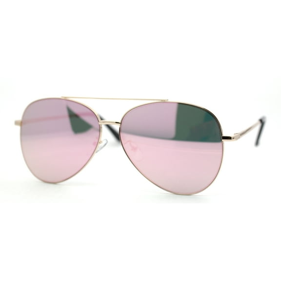 Iconic Officer Cop Sunglasses with Spectrum Color Mirror Lenses Gold Pink Mirror