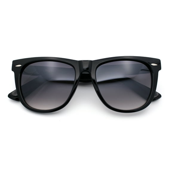 Iconic Oversize Retro Horn Rim Hipster Fashion Plastic Sunglasses Black - Smoke