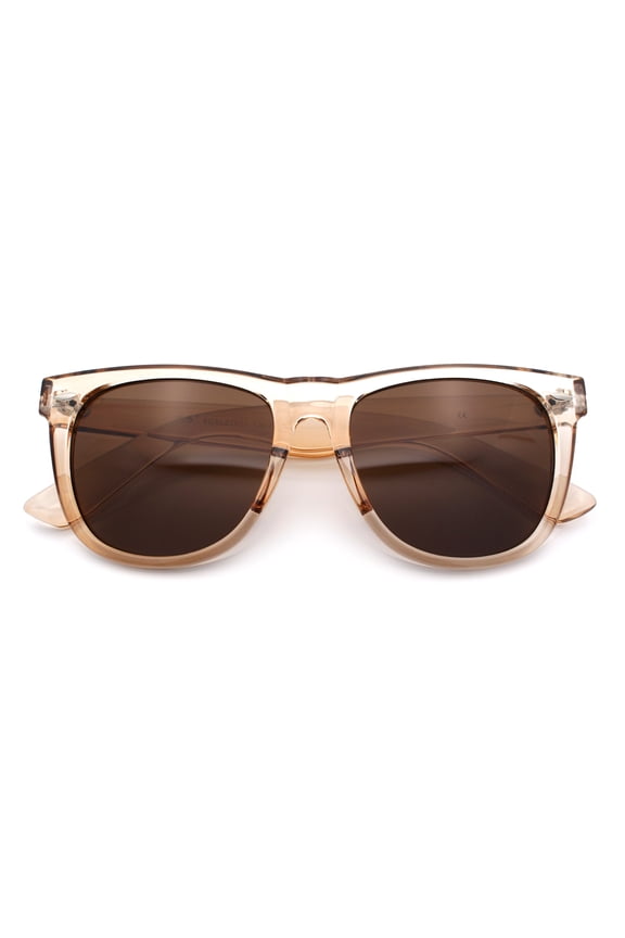 Iconic Oversize Retro Horn Rim Hipster Fashion Plastic Sunglasses Peach - Brown