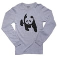 thumbnail image 1 of Iconic Panda Bear Black White Graphic Men's Long Sleeve Grey T-Shirt, 1 of 2