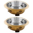 thumbnail image 1 of Iconic Pet Color Splash Designer Oval Fusion Bowl in Brown- Large - Set of 2, 1 of 6
