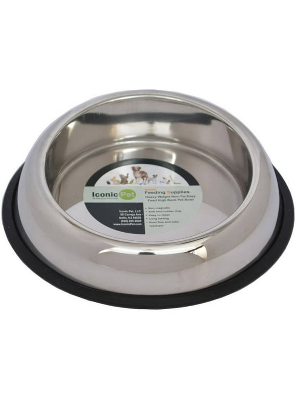 Iconic Pet Heavy Weight Non-Skid Easy Feed High Back Pet Bowl For Dog or Cat, 16 Oz, 2 Cup