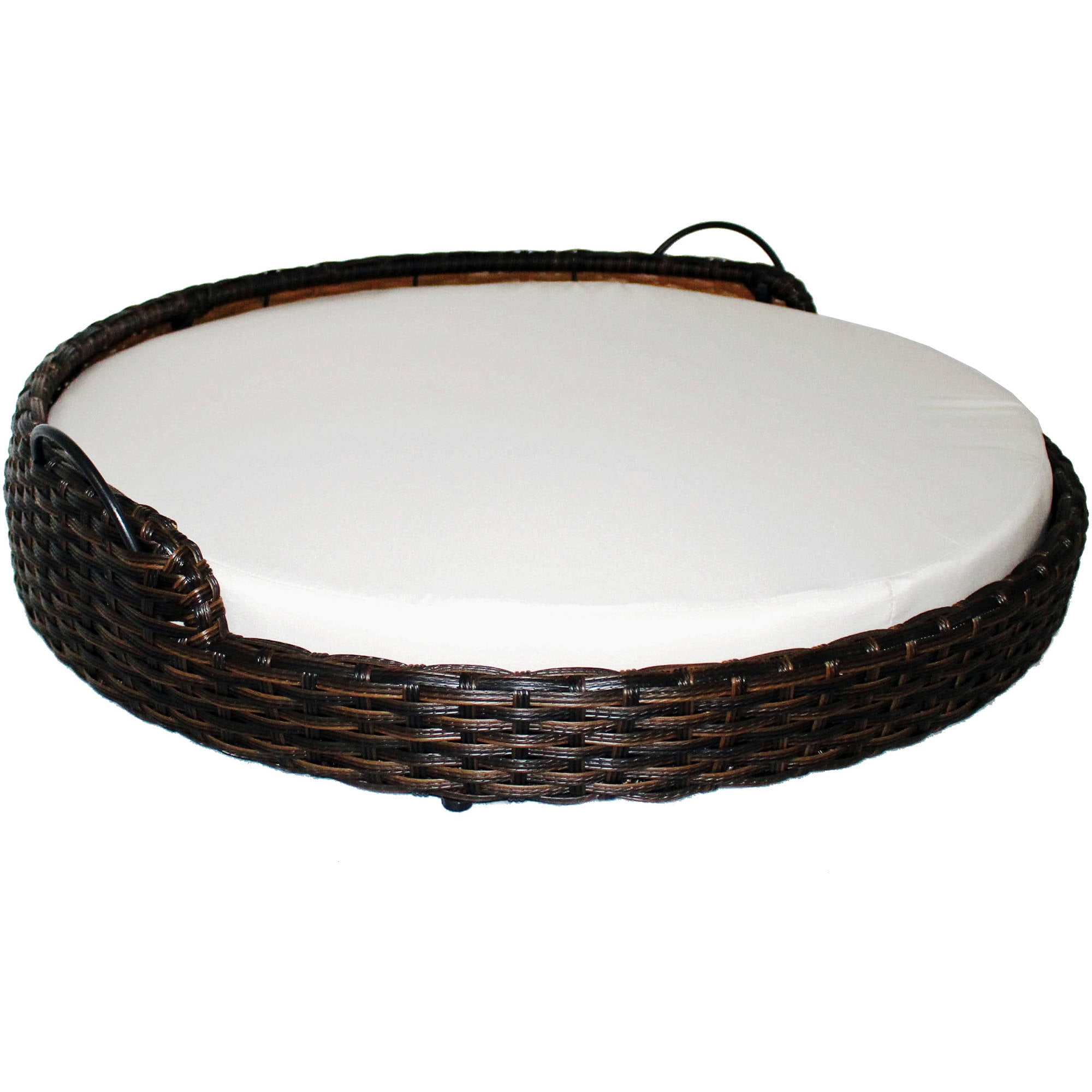 Iconic Pet Rattan Round Pet Bed with Handles Indoor/Outdoor