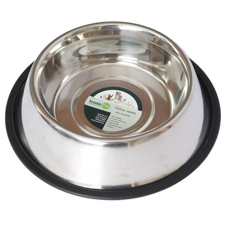 Large Stainless Steel No-Tip Dog Food & Water Bowl #8304 -- approx 96 oz.