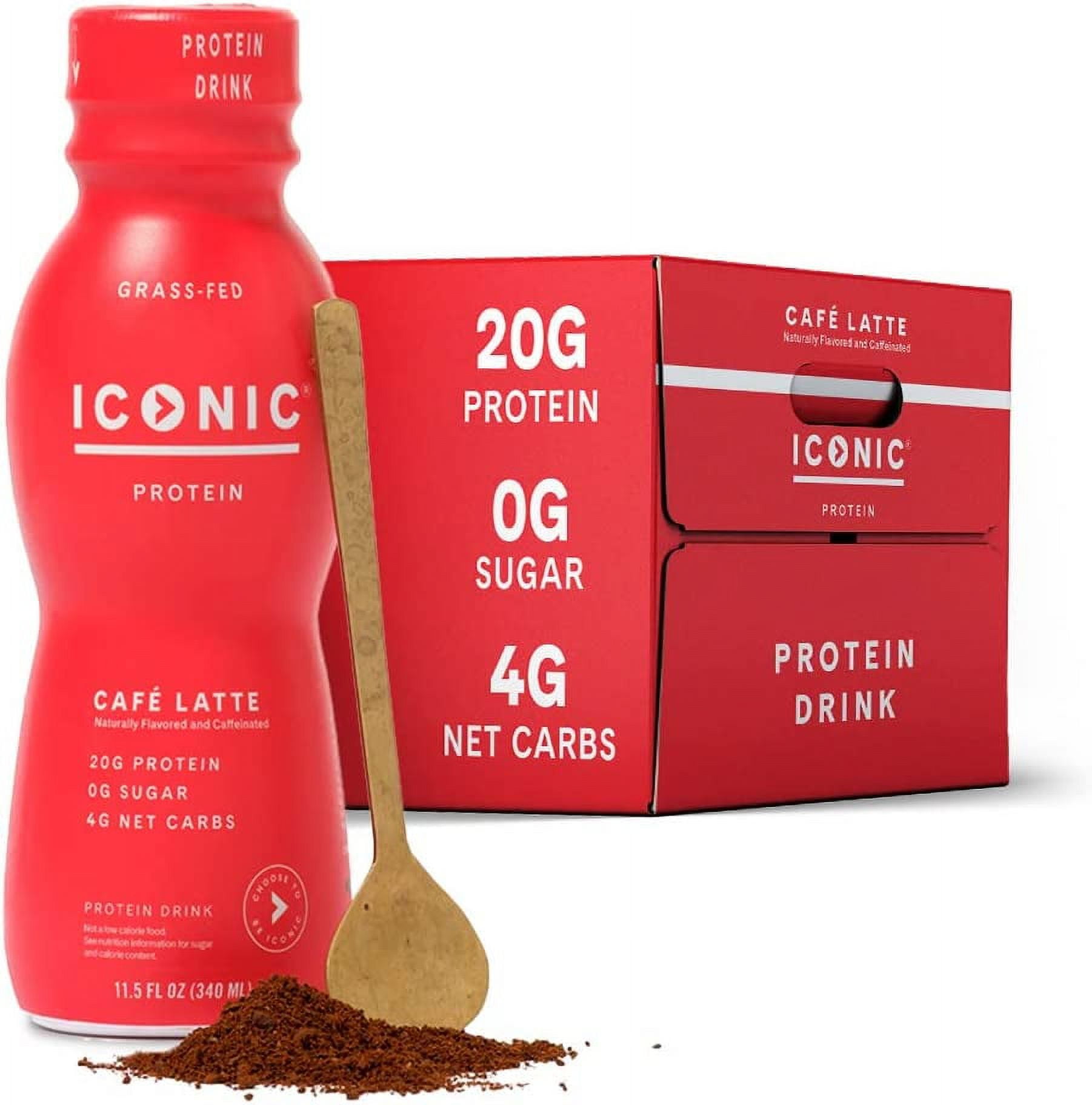 Iconic Protein Drinks, Café Latte (12 Pack) Sugar Free & Low Carb
