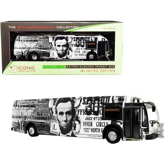 Iconic Replicas 87-0295 1-87 Scale No 9 Proterra Zx5 Downtown Reno Lincoln Line Battery Electric Transit Bus Model