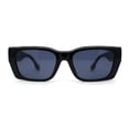 thumbnail image 1 of Iconic Retro Square Narrow Rectangle Plastic Womens Sunglasses All Black, 1 of 4