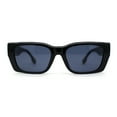 thumbnail image 1 of Iconic Retro Square Narrow Rectangle Plastic Womens Sunglasses All Black, 1 of 4