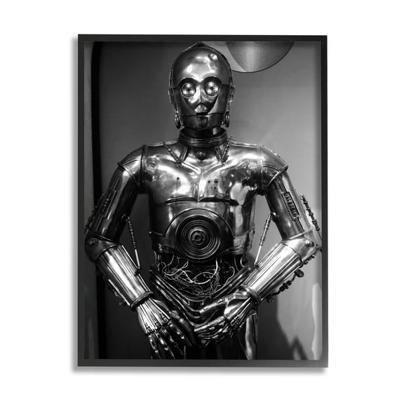 Iconic Robot Science Fiction Character Black White 11 in x 14 in Framed Photography Art Print, by Stupell Home Décor