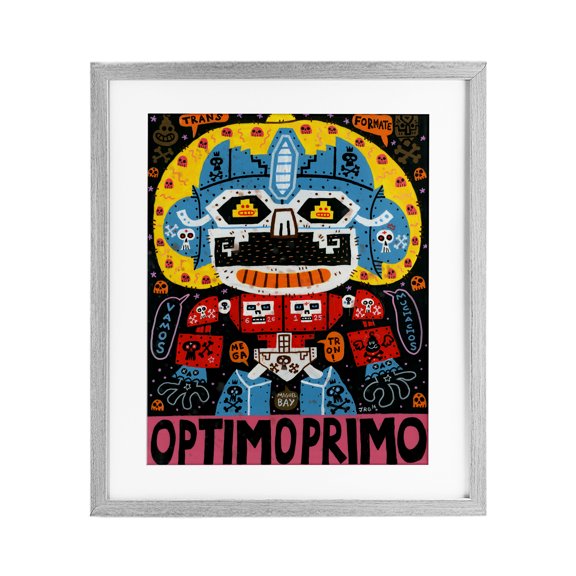 Stupell Industries Iconic Robotic Character Collage Gray Framed Print Under Glass, design by Jorge R. Gutierrez