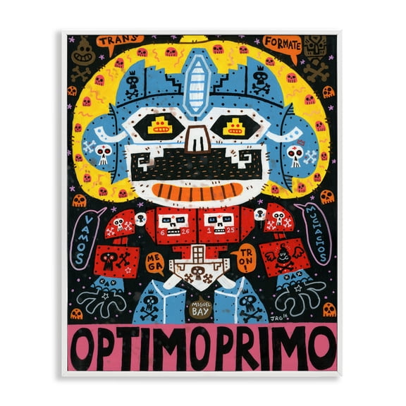 Stupell Industries Iconic Robotic Character Collage White Framed Giclee Art, design by Jorge R. Gutierrez