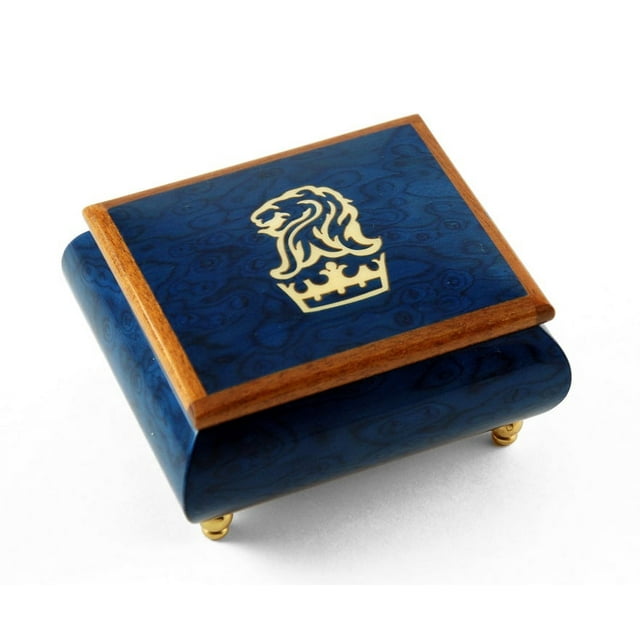 Iconic Royal Blue Lion and Crown Inlay Music Box - Allouette - Walmart ...