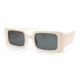 thumbnail image 1 of Iconic Squared Rectangle Plaid Pattern Thick Arm Mod Fashion Sunglasses Ivory - Black, 1 of 4