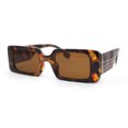 thumbnail image 1 of Iconic Squared Rectangle Plaid Pattern Thick Arm Mod Fashion Sunglasses Tortoise - Brown, 1 of 4