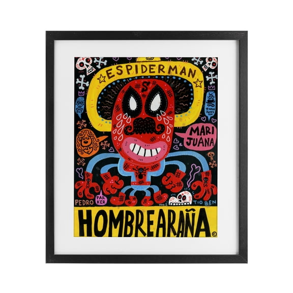Stupell Industries Iconic Superhero Character Collage Black Framed Print Under Glass, design by Jorge R. Gutierrez