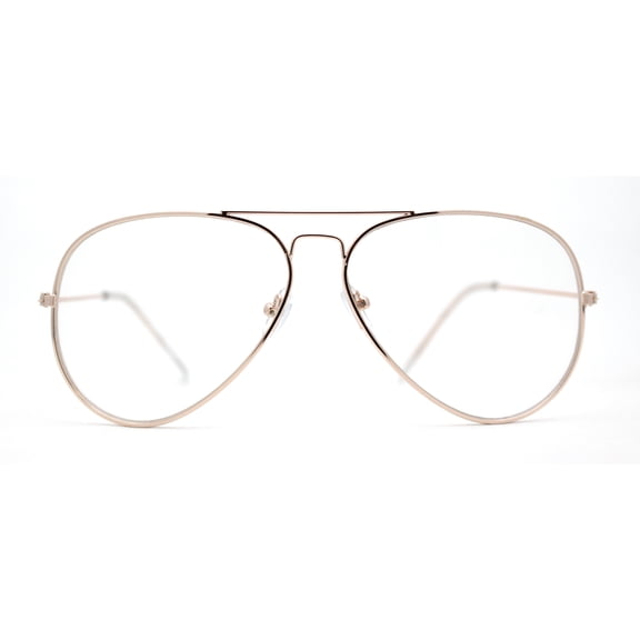 Iconic Tear Drop Clear Lens Metal Rim Cop Glasses Gold