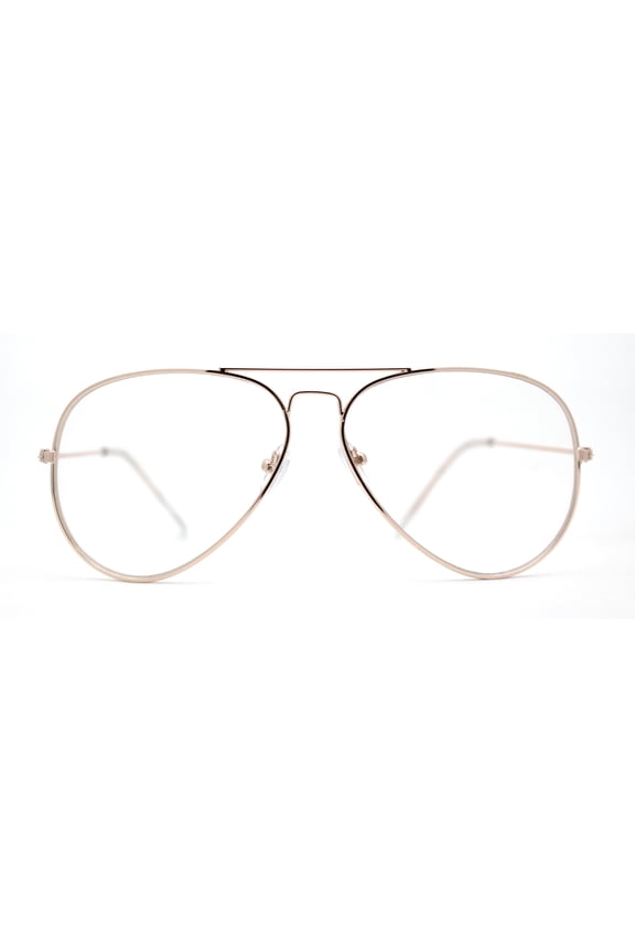 Iconic Tear Drop Clear Lens Metal Rim Cop Glasses Gold
