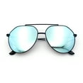 thumbnail image 1 of Iconic Tear Drop Oversize Metal Rim Racer Sunglasses Black - Blue Mirror, 1 of 7