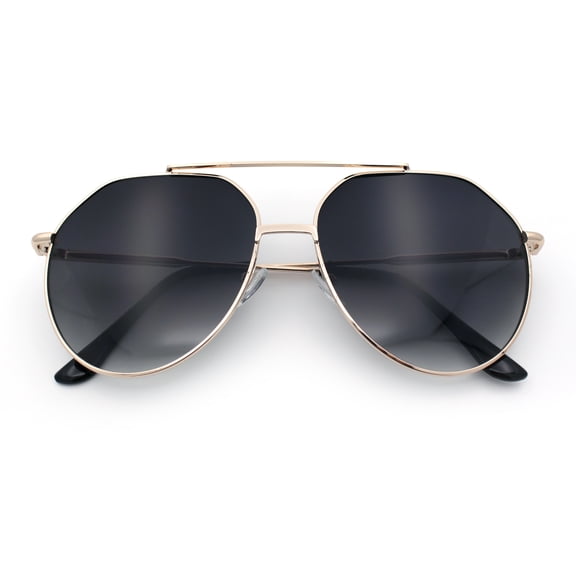Iconic Tear Drop Oversize Metal Rim Racer Sunglasses Gold - Smoke