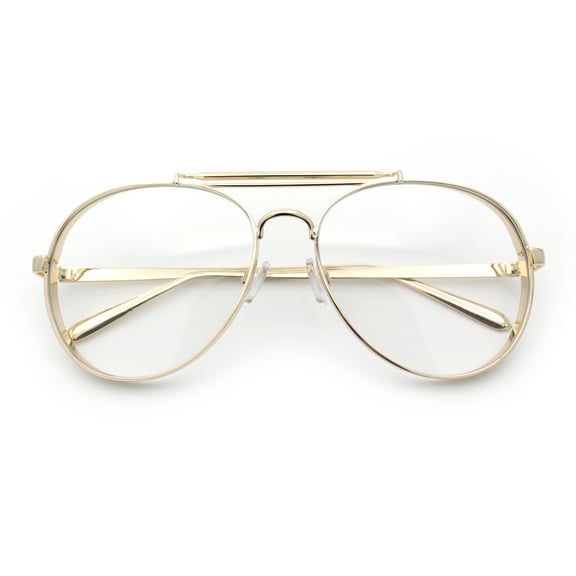 Iconic Tear Drop Thick Dimensional Metal Rim Racer Fashion Eyeglasses Gold