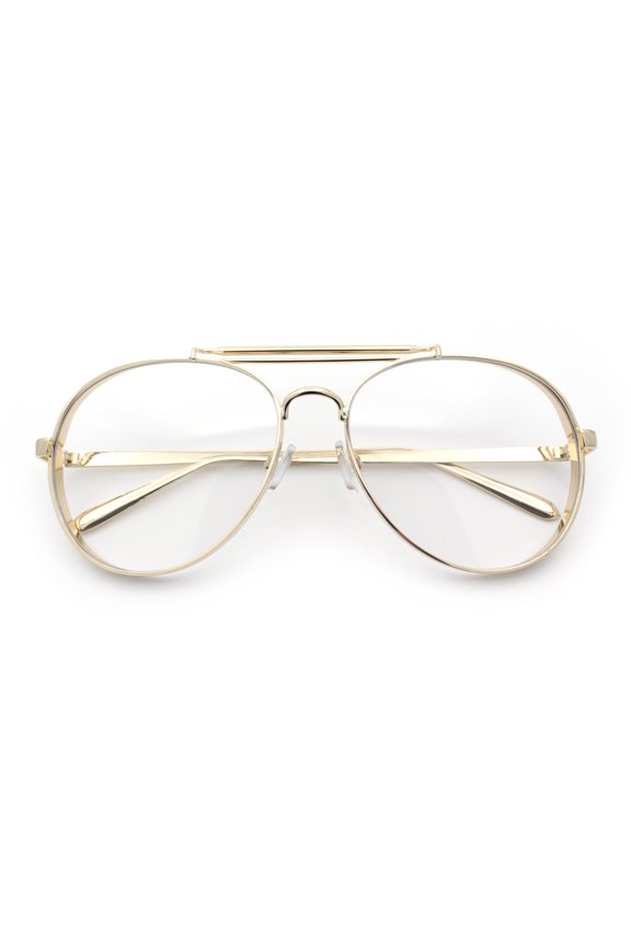 Iconic Tear Drop Thick Dimensional Metal Rim Racer Fashion Eyeglasses Gold