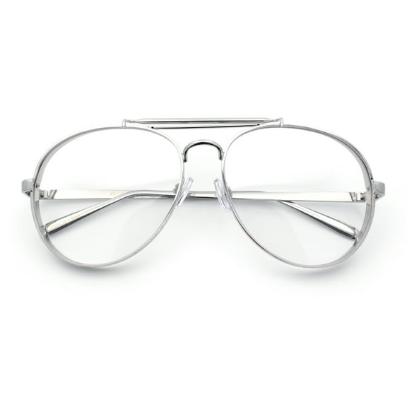 Iconic Tear Drop Thick Dimensional Metal Rim Racer Fashion Eyeglasses Silver
