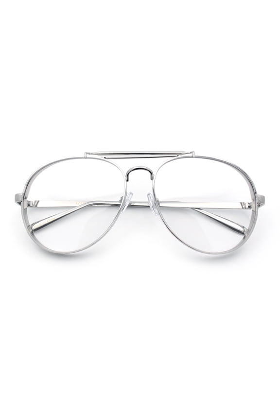 Iconic Tear Drop Thick Dimensional Metal Rim Racer Fashion Eyeglasses Silver