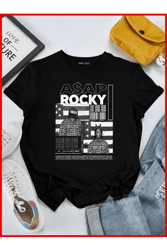 Iconic92 Vintage ASAP Rocky Oversized Acid Wash Rap Hip Hop Graphic Tee Unisex T-Shirt, S-5XL
