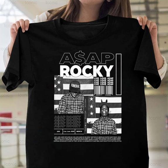 Iconic92 Vintage, Asap Rocky, Oversize, Acid Wash Graphic Image Fun T-Shirt , for Unisex, up to size 5XL