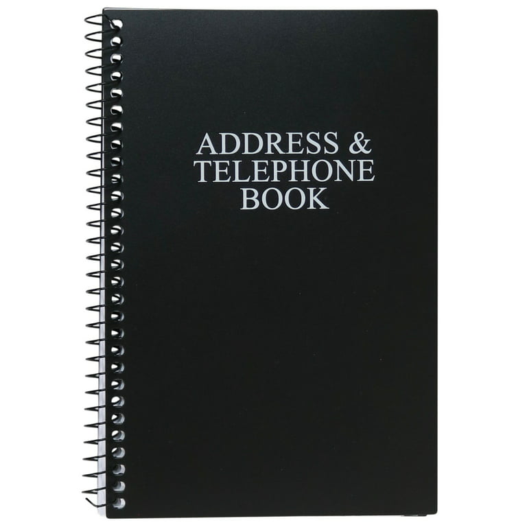Iconikal Spiral-Bound Address and Telephone Book with Plastic