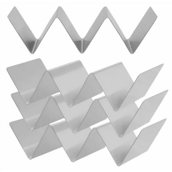 Iconikal Stainless Steel 2 Or 3 Tacos Holder Stand Serving Tray Plate, 4-Pack