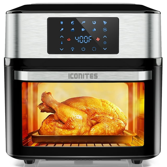 Iconites 20 Quart Air Fryer 10-in-1 Toaster Oven AO1202K with Rotisserie Black Airfryer on Sale 20 qt