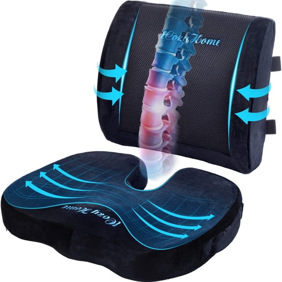 Coccyx Seat Cushion Lumbar Support Pillow for Office Chair, Memory Foam Sciatica Pad Butt Pillow for Tailbone Pain, Large Size