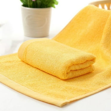 Icqovd Plain 100% Cotton Towels & Washcloths, Yellow