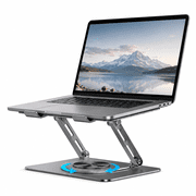 Icreopro Adjustable Laptop Stand for Desk, 360  Rotating Foldable Laptop Holder, Compatible with Laptops and Tablets up to 15.6",Gray