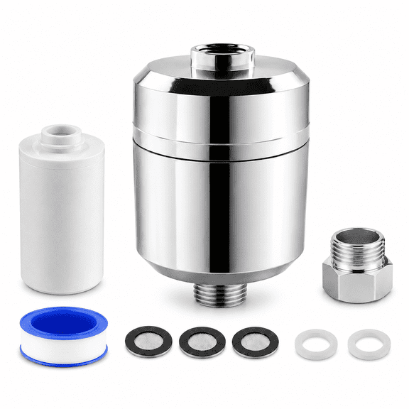 Icreopro Shower Flow Enhancer System, Chrome Metal Bathroom Shower Accessory, Universal Fit for Handheld & Fixed Showers, Easy Installation Upgrade Device
