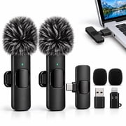 Icreopro 3-in-1 Wireless Lavalier Microphone, Dual Noise Reduction Mics for iPhone, Android, Camera & PC, Video Recording, Vlog, Podcast & Interviews