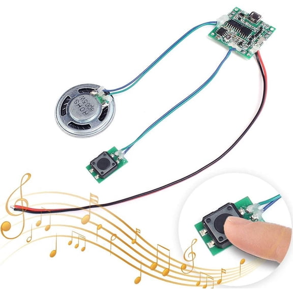 Icstation Recordable Sound Module, Button Control Sound Chip 8M MP3 WAV Music Voice Player Prorammable Board with Speaker for DIY Birthday Music Box reetin Card Present