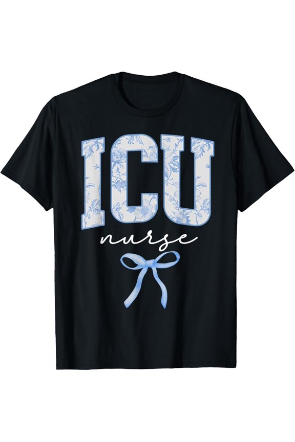 Icu Nurse Coquette Floral Intensive Care Unit Nusing Grad T-Shirt Size S-5XL