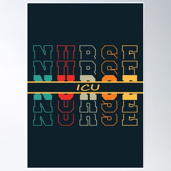 Icu Nurse Vintage Stacked Letter Rainbow Poster Wall Art, Modern Wall Decor, 24x36 UNFRAMED