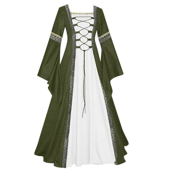 Icuanyi Womens Dresses Women's Vintage Celtic Medieval Floor Length Renaissance Gothic Cosplay Dress