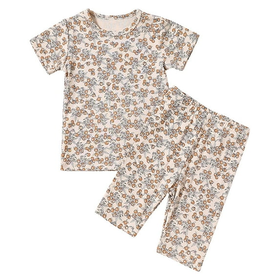 Icvfdpl 2024 Summer New Children Pajamas Cotton Skin Friendly Middle And Young Kids Top Baby Clogs Household Clothing Set