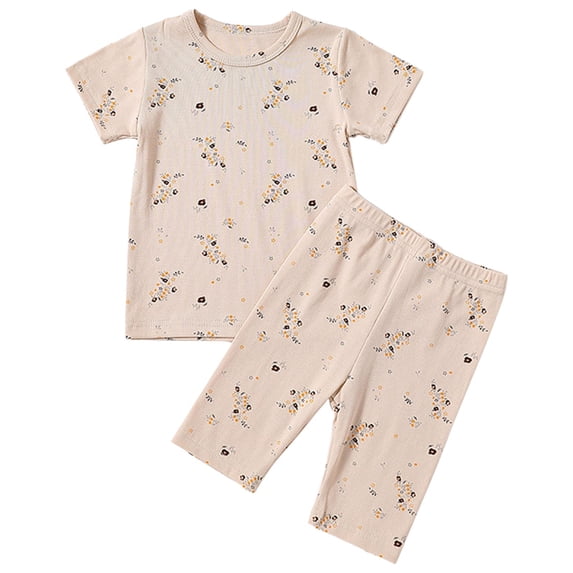 Icvfdpl 2024 Summer New Children Pajamas Cotton Skin Friendly Middle And Young Kids Top Baby Clogs Household Clothing Set